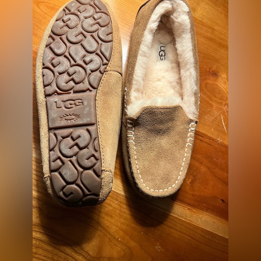 UGG Chestnut Suede Shearling Moccasin Slippers